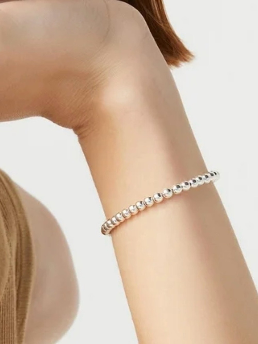 Miabella Sterling Silver 4mm Bead Chain Bracelet